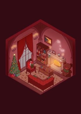 Isometric christmas room