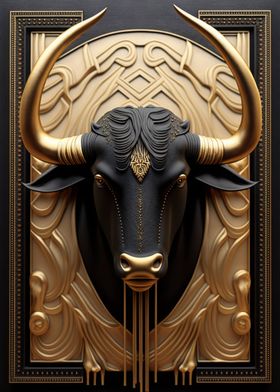 Cow Gold Relief Deco