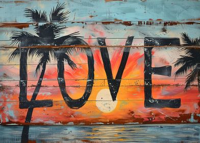 Tropical Love on Wood