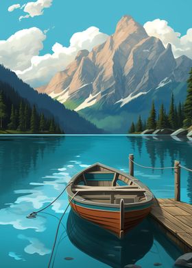 Mountain lake boat 