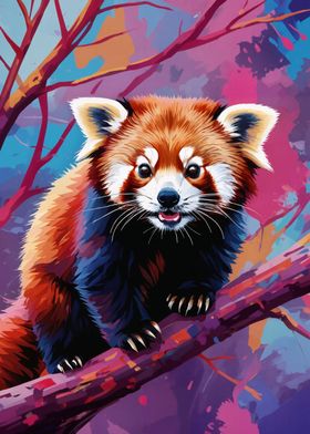 Colorful Red Panda drawing