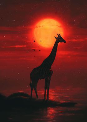 Giraffe Sunset Vista