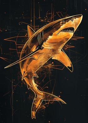 Golden Shark Poster