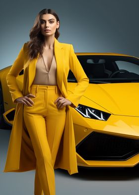 Girl and Lamborghini car