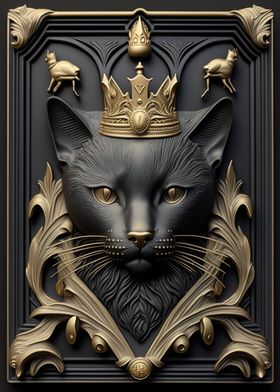 Cat King Gold Relief Deco