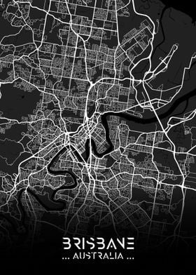 Brisbane City Map Black
