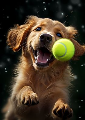 Golden Retriever with Ball