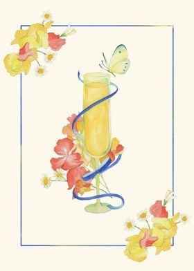Mimosa and butterfly