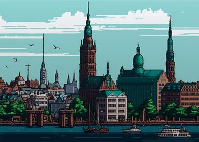 Hamburg city Pixel Art