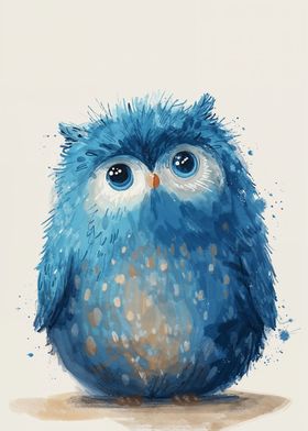 Blue Fluffy Owl