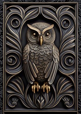 Owl Gold Relief Deco