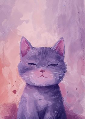 Smiling Purple Cat