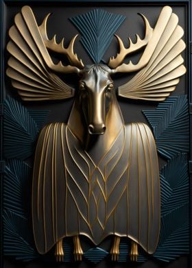 Moose Gold Relief Deco