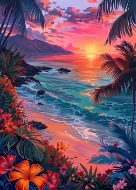 Colorful Sunset Beach