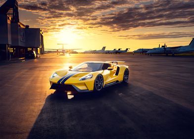 Yellow Car sunset