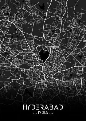 Hyderabad City Map Black