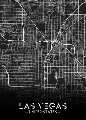 Las Vegas City Map Black