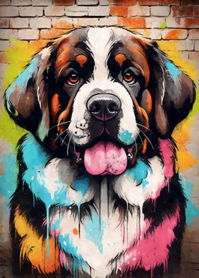 Saint Bernard Dog Graffiti