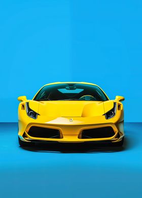 Yellow Ferrari car