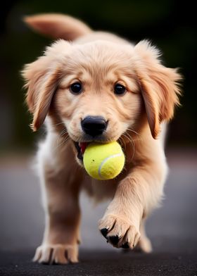 Golden Retriever with Ball