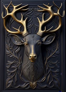 Deer Gold Relief Deco