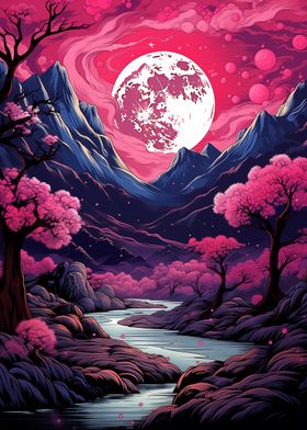 Japanese blossom and moon