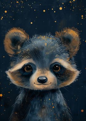 Cute Whimsical Raccoon