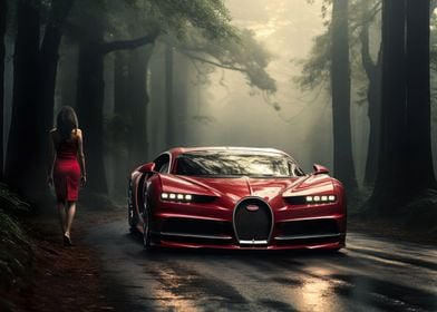 Girl Bugatti Forest Road