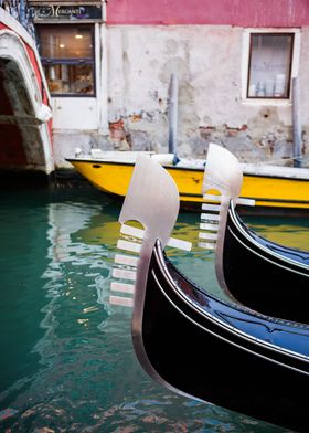 Gondola prows Venice