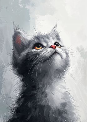 Whimsical Grey Kitten