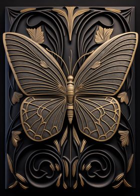 Butterfly Gold Relief Deco