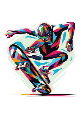 skateboarding wpap pop art