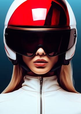 Girl in racing helmet