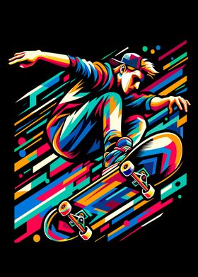 skateboarding wpap pop art