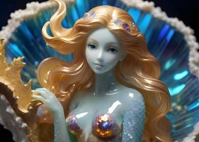 crystal golden mermaid