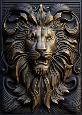 Lion Gold Relief Deco