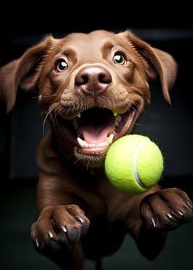 Playful Dog with Ball 