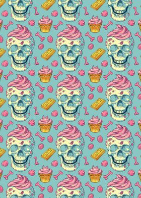 Pattern of Skulls Cupcakes