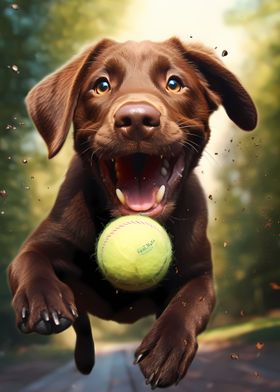 Playful Tennis ball dog