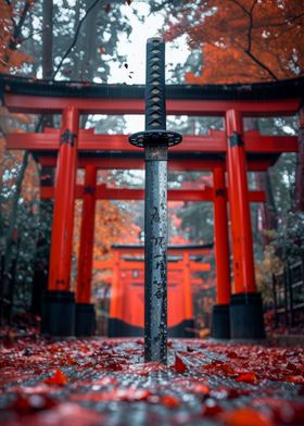 katana sword on torii gate