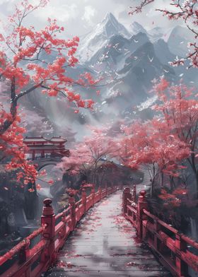 Asian landscape at spring