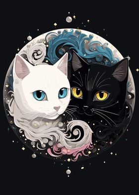 Anime Ying Yang Cats