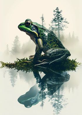 Frog Double Exposure Lake