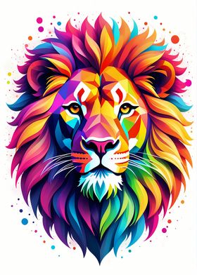 Geometric Color Lion