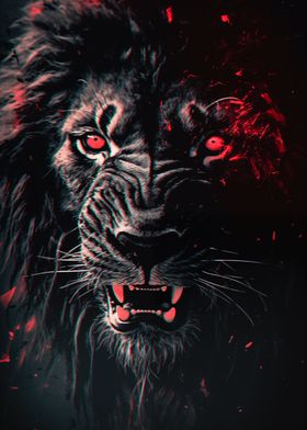 Black and Red Lion