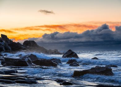 Stormy Sea at Sunset