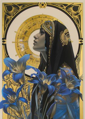 egyptian woman with lilies