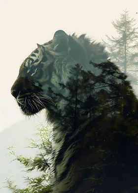 Tiger Double Exposure Tree