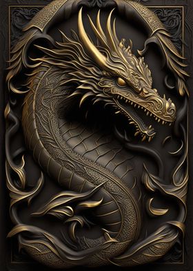 Dragon Gold Relief Deco