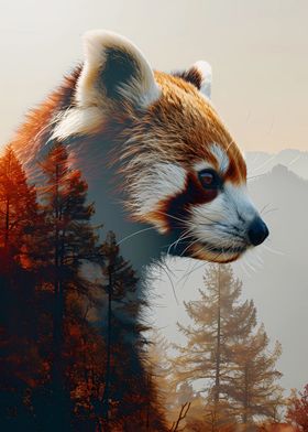 Red Panda Double Exposure